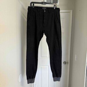 Zanerobe Stretch Denim Drop Crotch Slim Jogger Pants 32 Black